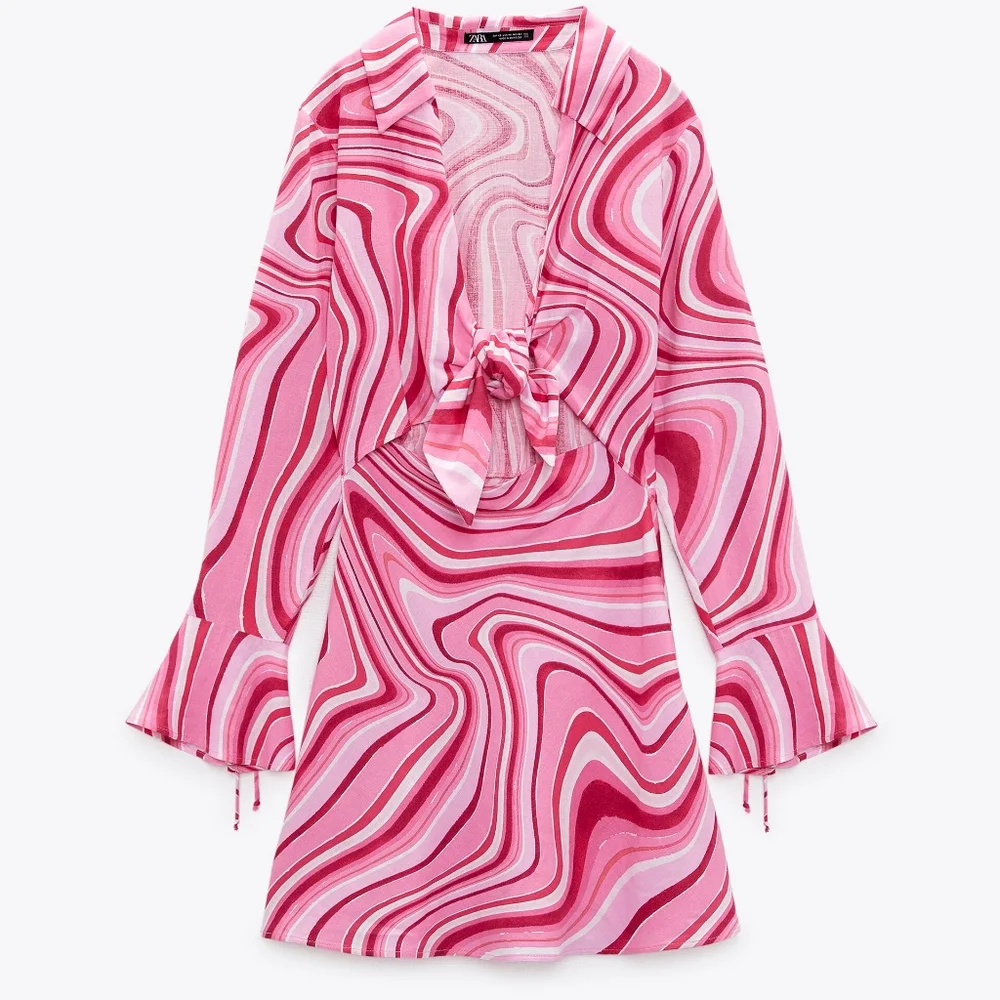 Zara Barbie Linen Blend Cut Out Psychedelic Print - Picture 2 of 11